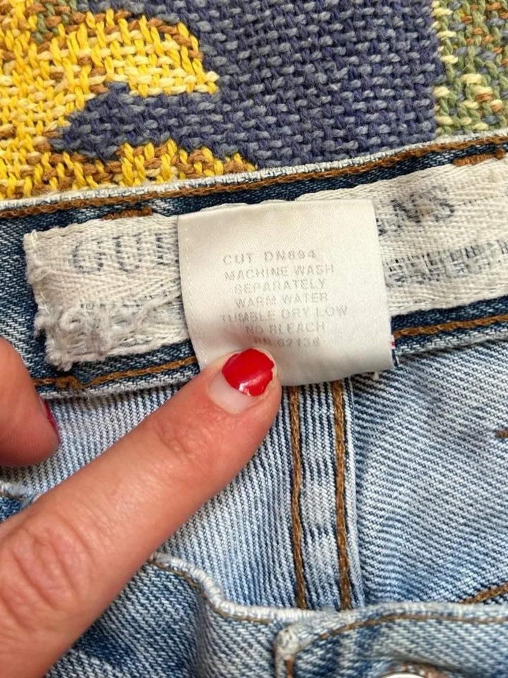 Vintage 1990s GUESS blue light wash 100% cotton denim shorts